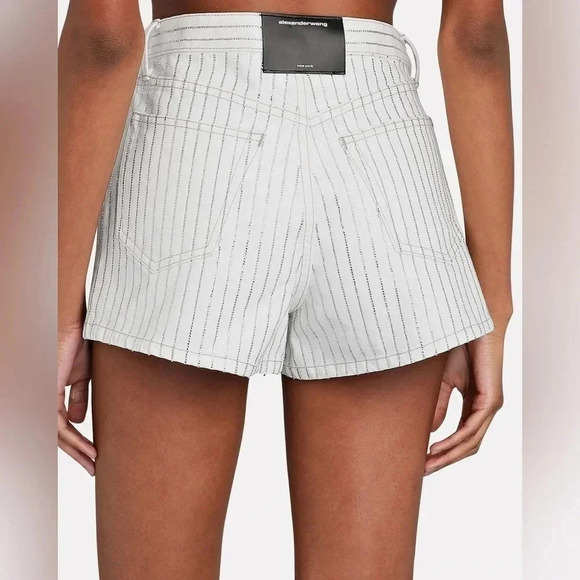 Alexander Wang Bite Short With Crystal Stripe in Vintage White Medium Rhinestone - Picture 2 of 9